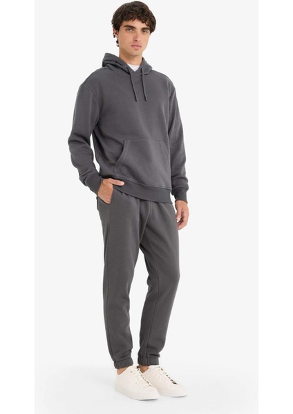 Regular Fit Beli Bağcıklı Cepli Paçası Lastikli Şardonlu Basic Düz Jogger Eşofman Altı E6326AX25AU