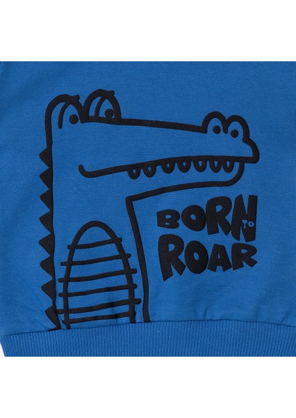 Erkek Bebek Sweatshirt Timsah Baskılı Bisiklet Yaka Uzun Kol modelleri