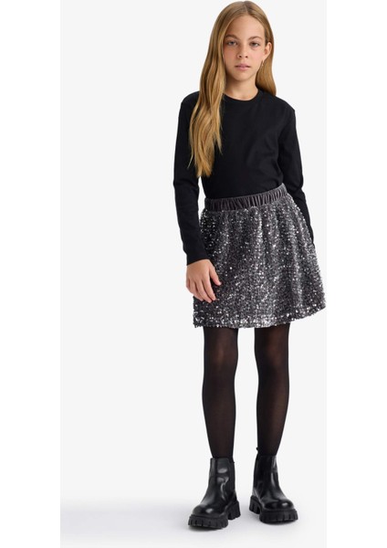 Kız Çocuk Bisiklet Yaka Basic Düz Uzun Kollu Okul Tişörtü U6810A625AU fiyatları