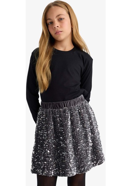 Kız Çocuk Bisiklet Yaka Basic Düz Uzun Kollu Okul Tişörtü U6810A625AU modelleri