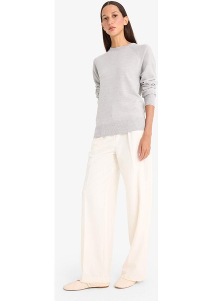 Relax Fit Bisiklet Yaka Basic Düz Triko Kazak I6913AZ25WN fiyatları