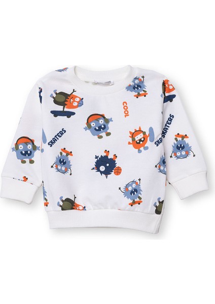 Erkek Bebek Sweatshirt Bisiklet Yaka Uzun Kol