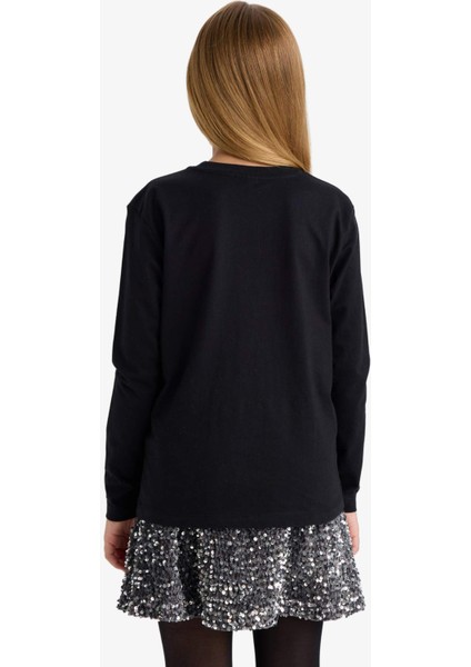 Kız Çocuk Bisiklet Yaka Basic Düz Uzun Kollu Okul Tişörtü U6810A625AU