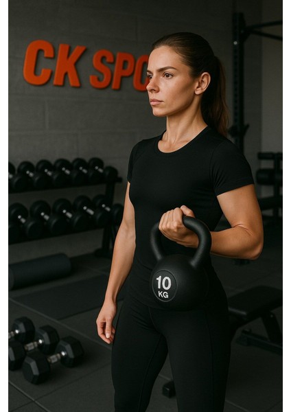 10 kg Siyah Kettlebell Dambıl Ağırlık Çaydanlık Tipi CKS204