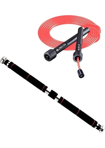 Ayarlanabilir 60-100 cm Süngerli Kapı ve Koridor Barfiksi, Uzun Atlama Ipi Siyah