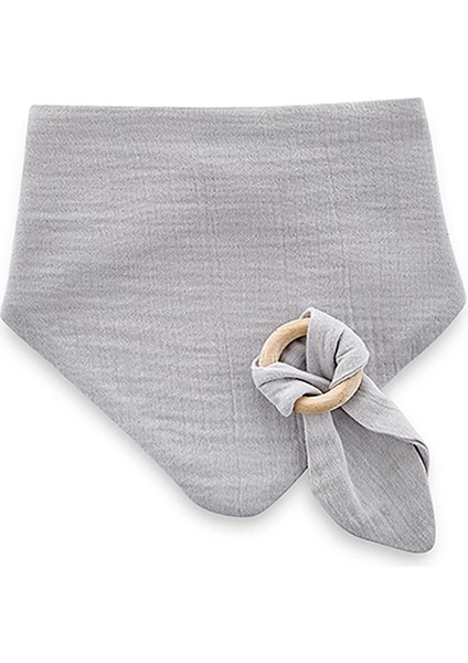 Silikon Diş Kaşıyıcılı Bürümcük Müslin Önlük Gri