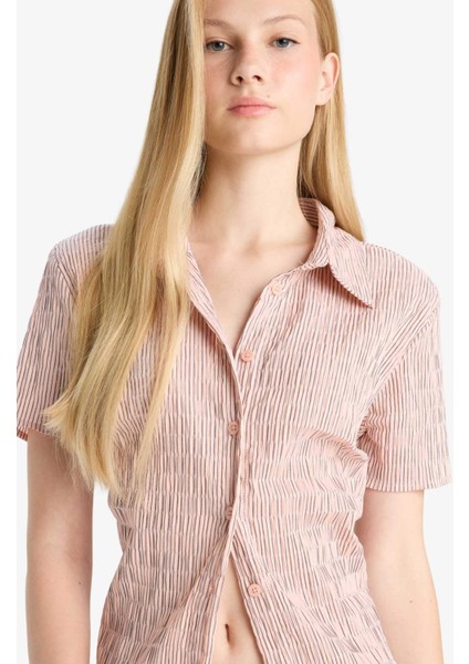 Coool Fitted Dokulu Kısa Kollu Gömlek F4849AX25AU