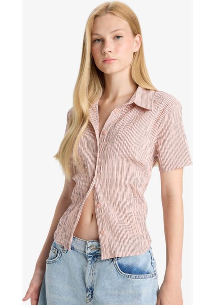 Coool Fitted Dokulu Kısa Kollu Gömlek F4849AX25AU modelleri