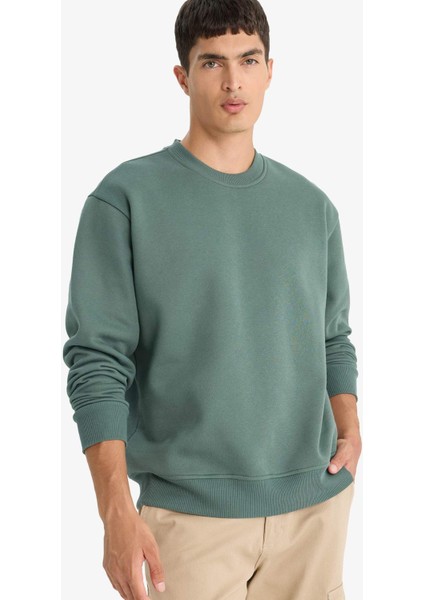 Relax Fit Bisiklet Yaka Kalın İçi Yumuşak Tüylü Basic Düz Sweatshirt T5139AZ25AU