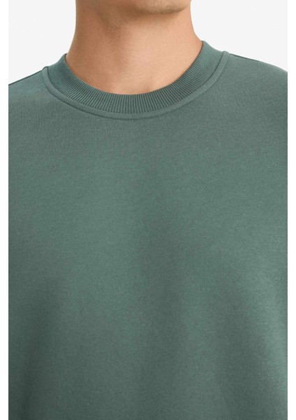 Relax Fit Bisiklet Yaka Kalın İçi Yumuşak Tüylü Basic Düz Sweatshirt T5139AZ25AU indirimleri