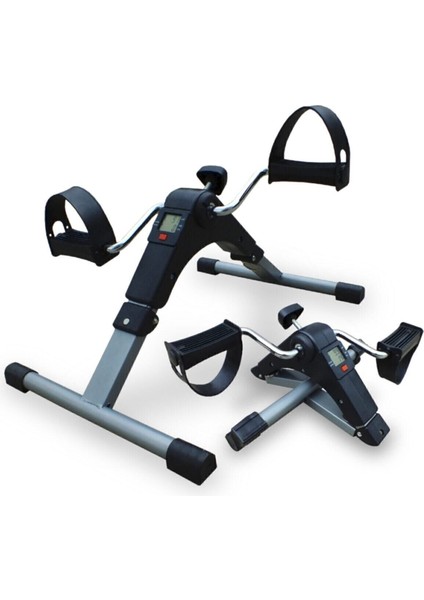 Mini Dijital Katlanabilir Egzersiz Bisikleti, El ve Ayak Pedalı, Siyah