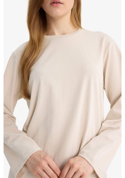 Regular Fit Bisiklet Yaka Uzun Kollu Tişört Tunik indirimleri