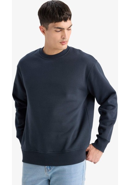 Relax Fit Bisiklet Yaka Kalın İçi Yumuşak Tüylü Basic Düz Sweatshirt T5139AZ25AU fırsatları