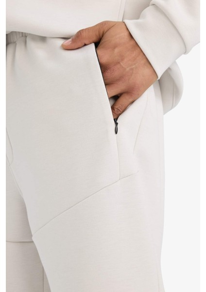 Fit Standart Fit Fermuar Cepli Düz Paça Yumuşak Tuşe Skuba Dalgıç Kumaş Sporcu Jogger Eşofman Altı