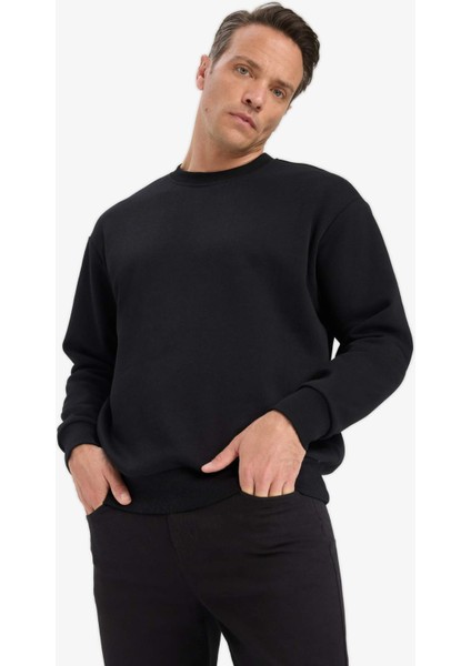 Relax Fit Bisiklet Yaka Kalın İçi Yumuşak Tüylü Basic Düz Sweatshirt T5139AZ25AU fiyatları