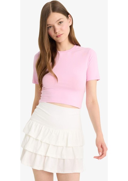 Coool Fitted Crop Basic Düz Kısa Kollu Tişört F8924AX25HS fırsatları