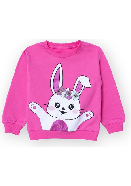 Kız Bebek Sweatshirt Bisiklet Yaka Uzun Kol