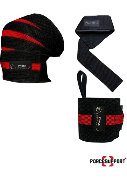 Kırmızı Çok Fonksiyonlu Spor Seti: Diz, Bilek ve Kemer Bağlama Aksesuarları