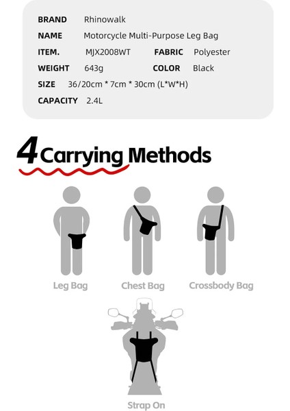 2.4l Manyetik Su Geçirmez Çok Fonksiyonlu Motosiklet Bacak Çantası – Bel Çantası – Depo Çantası indirimleri