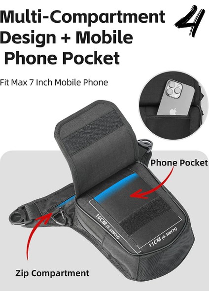 2.4l Manyetik Su Geçirmez Çok Fonksiyonlu Motosiklet Bacak Çantası – Bel Çantası – Depo Çantası