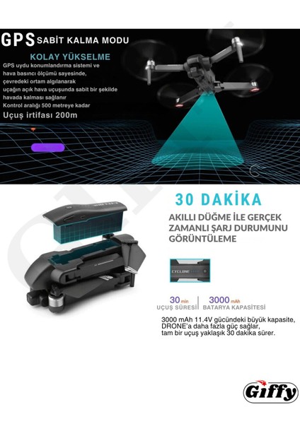 4K Full Hd 500M Menzil Çift Eksen Gimbal Kameralı Gps Drone Katlanabilir Kameralı Profesyonel modelleri