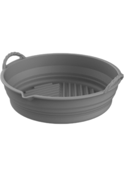 Yeni Katlanabilir Hava Fritözü Tencere Silikon Pişirme Tepsisi Yastığı (Gri) (Yurt Dışından)