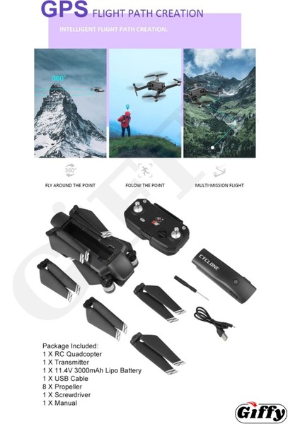 4K Full Hd 500M Menzil Çift Eksen Gimbal Kameralı Gps Drone Katlanabilir Kameralı Profesyonel