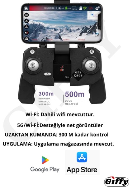 4K Full Hd 500M Menzil Çift Eksen Gimbal Kameralı Gps Drone Katlanabilir Kameralı Profesyonel