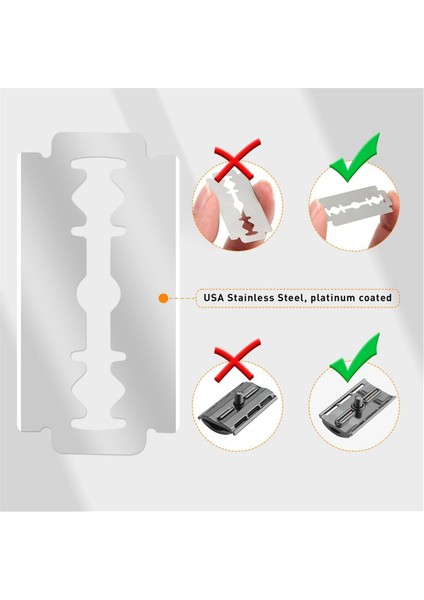 Paslanmaz Çelik Çift Taraflı Bıçaklı Tekrar Kullanılabilir Güvenlik Tıraş Bıçakları, C (Yurt Dışından) indirimleri