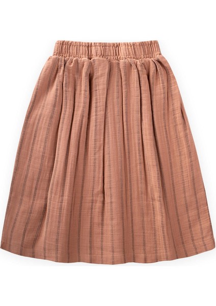 Organik Müslin Etek 2-8 Yaş Kahve Çift Çizgili fiyatları