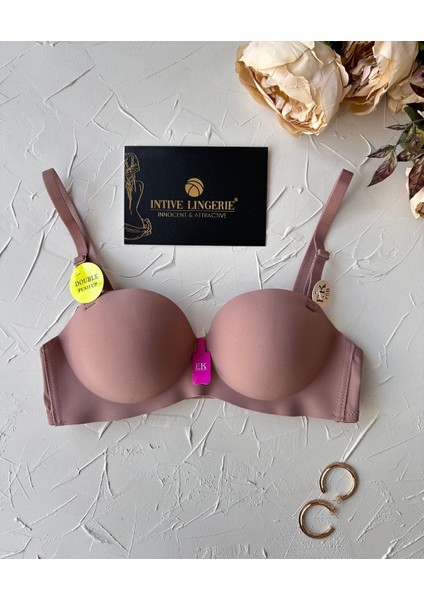 Violet Dikişsiz Lazer Kesim Double Push-Up Balensiz Iz Belli Etmez Straplez Kesim Kaliteli Sütyen