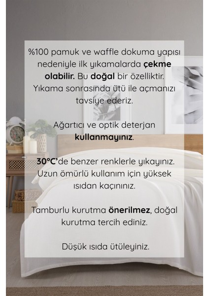 SEVİM %100 Pamuk, Çift Kişilik Waffle Pike 210x230 cm – Krem fiyatları