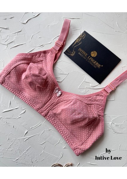 Liza Puantiye Desenli Pamuklu Penye Kalın Askılı Toparlayıcı Balensiz Desteksiz Rahat Sütyen fiyatları