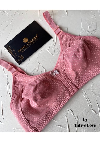 Liza Puantiye Desenli Pamuklu Penye Kalın Askılı Toparlayıcı Balensiz Desteksiz Rahat Sütyen modelleri