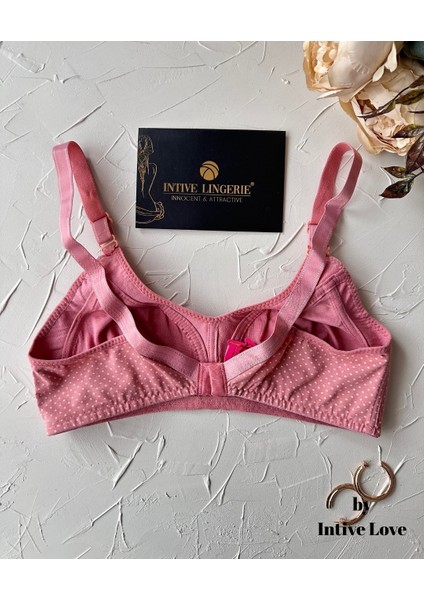 Liza Puantiye Desenli Pamuklu Penye Kalın Askılı Toparlayıcı Balensiz Desteksiz Rahat Sütyen fırsatları