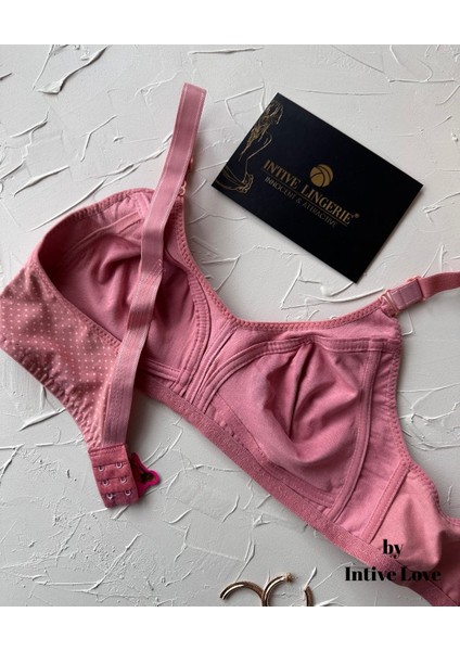 Liza Puantiye Desenli Pamuklu Penye Kalın Askılı Toparlayıcı Balensiz Desteksiz Rahat Sütyen indirimleri