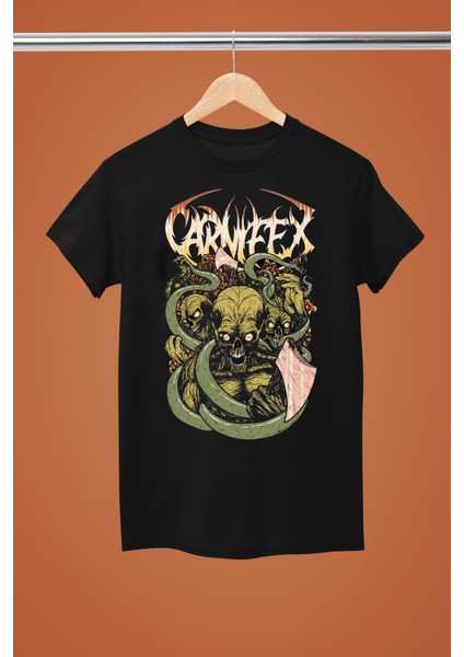 Carnıfex Baskılı Pamuklu Bisiklet Yaka Normal Kalıp Kısa Kollu Rock Tshırt