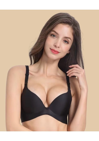 Angelina Push-Up Balensiz Dikişsiz V Yaka Ithal Kaliteli Düz Renk Iz Belli Etmez Sütyen