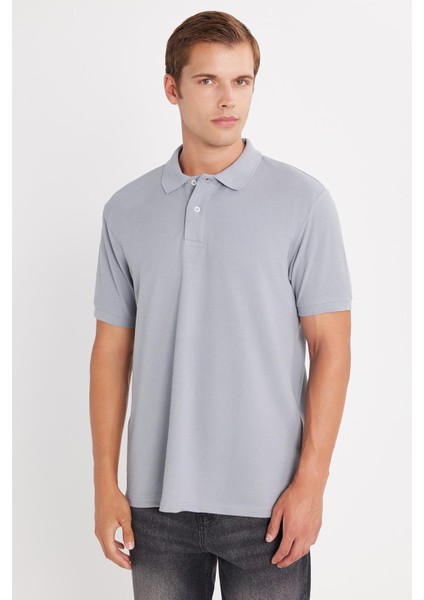 Erkek Regular Fit Klasik Kesim Pamuklu Yumuşak Dokulu Serin Tutan Kumaş Düz Gri Polo Yaka Tişört fırsatları