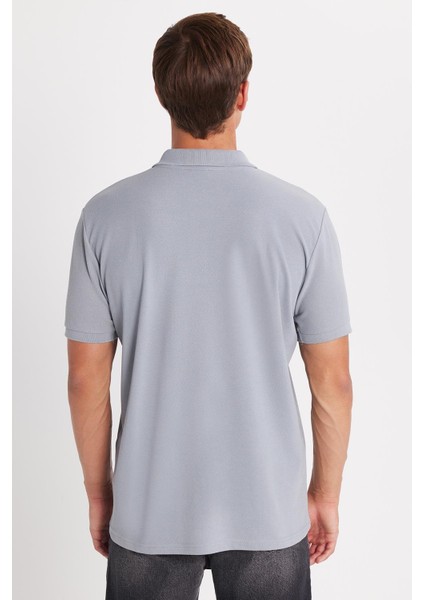 Erkek Regular Fit Klasik Kesim Pamuklu Yumuşak Dokulu Serin Tutan Kumaş Düz Gri Polo Yaka Tişört indirimleri