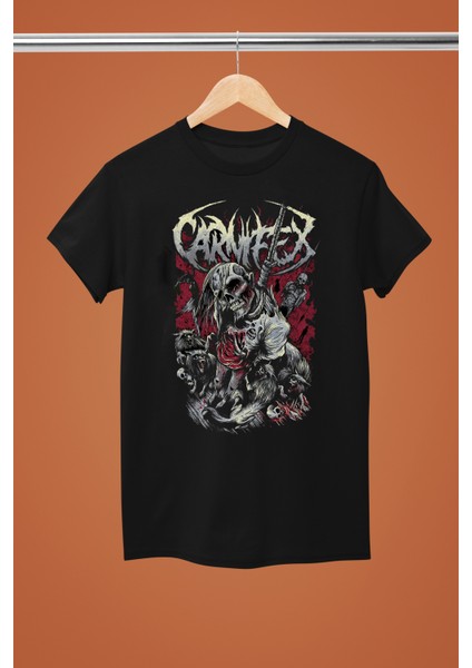 Carnıfex Baskılı Pamuklu Bisiklet Yaka Normal Kalıp Kısa Kollu Rock Tshırt