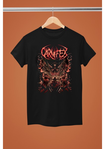 Carnıfex Baskılı Pamuklu Bisiklet Yaka Normal Kalıp Kısa Kollu Rock Tshırt