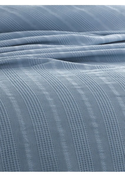 Çift Kişilik Waffle Pike 210X230CM, %100 Pamuk, Petek Tasarım, Mavi modelleri