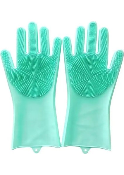 Evcil Hayvan Bakımı Temizleme Eldivenleri Köpek Kedi Banyosu Eldiveni Dolaylı Şampuan Jeli Süpürücü Temiz Yumuşak Silikon Eldiven El Cilt Koruması Renk:yeşil (Yurt Dışından)