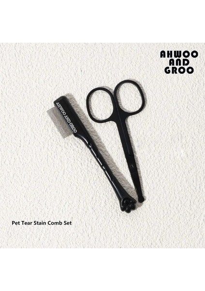 Pet Yüz Temizleme Tomberi Seti Gözyaşları Gözyaşı Kedi Pençe Pençe Köpek Saç Onarımı Makas Kedi Saç Tarak Pet Temiz Malzemeleri Renk: Siyah Set (Yurt Dışından)