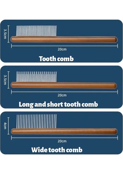 Paslanmaz Çelik Evcil Hayvan Bakım Fırçası Kediler Köpekler - Ahşap Sap, Dalı Kedi Köpek Tüy Tarağı, Kolay Temizleme Aracı Için Evcil Hayvan Tüyü Rengi:3 Tarak (Yurt Dışından)