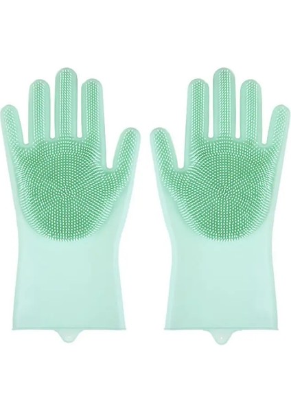 Evcil Hayvan Bakımı Eldiveni Köpek Kedi Banyosu Temizleme Eldiveni Şampuan Fırçalama Temiz Yumuşak Silikon Kıl Temizleme Eldiveni El Cilt Koruması Renk:yeşil (Yurt Dışından)