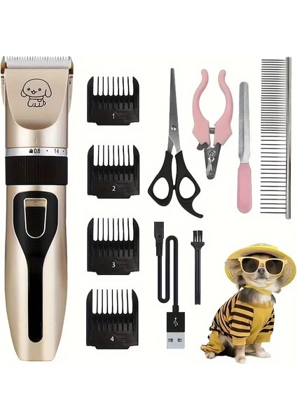 Profesyonel Evcil Hayvan Saç Düzeltici Seti - Köpekler ve Catscolor Için Sessiz Elektrikli Clipper Verimli Saç Düzenleyicisi: Altın (Yurt Dışından)