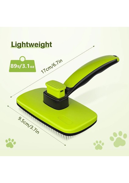 Pecute Kendi Kendini Temizleyen Slicker Fırçası Köpekler Için Kediler Masaj Tımarlama Fırçası Bağlama Için Hafif Fırçası Yavaşça Çıkarma: Yeşil (Yurt Dışından)