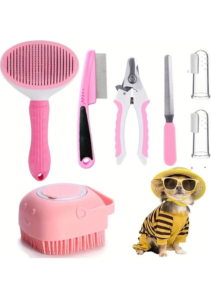 7-Parçalı Evcil Hayvan Bakım Seti, Köpek Tüy Tarak, Pul Tarak, Köpek Şampuan Fırçası, Evcil Hayvan Tırnak Makası, Köpek Diş Fırçası Seti Renk:7 Adet (Yurt Dışından)